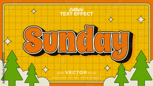 Editable text style effect - summer retro old school cartoon text in groovy style theme