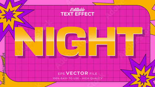 Editable text style effect - summer retro old school cartoon text in groovy style theme