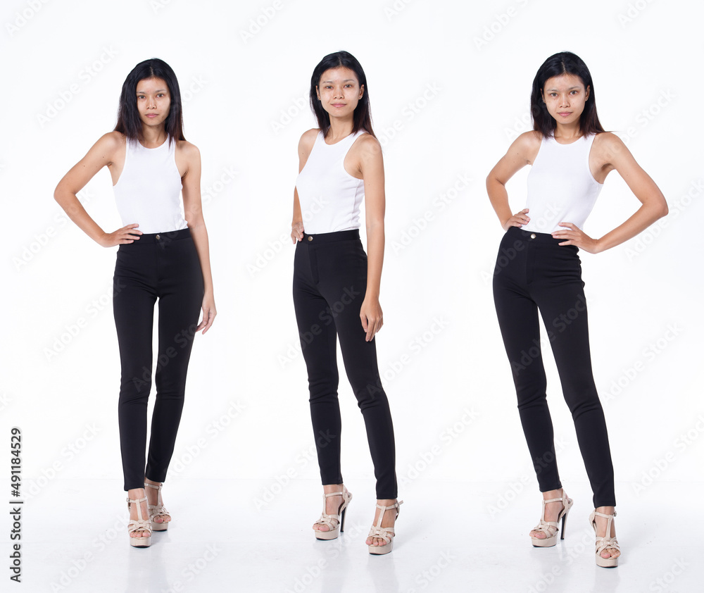 Collage group pack of Full Length body Snap Figure Indian Arab casual Woman Stand in black short Collage group pack of Full Length body Snap Figure Indian Arab casual Woman Stand in black short