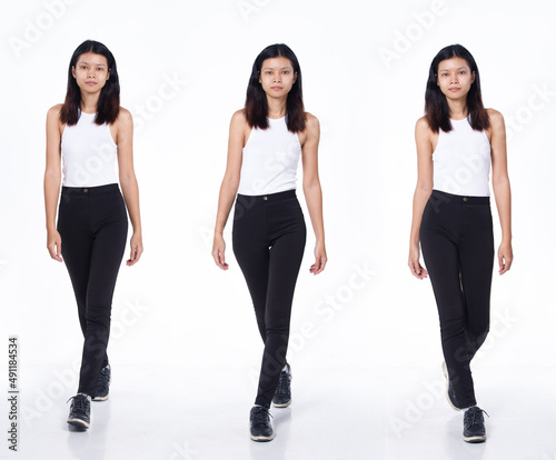 Collage group pack of Full Length body Snap Figure Indian Arab casual Woman Stand in black short