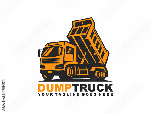 Dump truck logo design vector