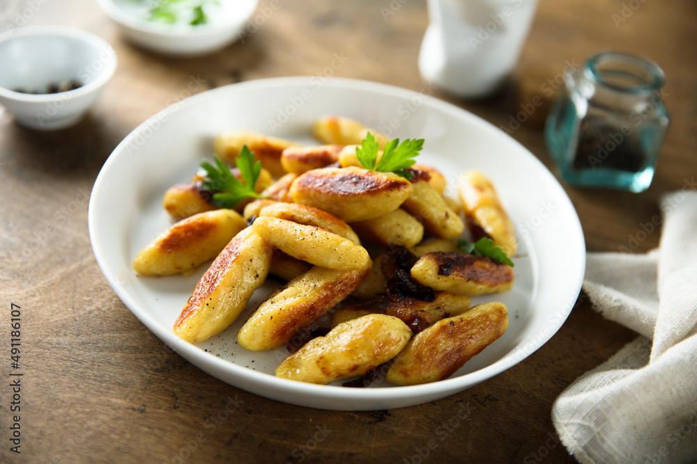 Traditional German potato dumplings with parsley
Traditional German potato dumplings with parsley