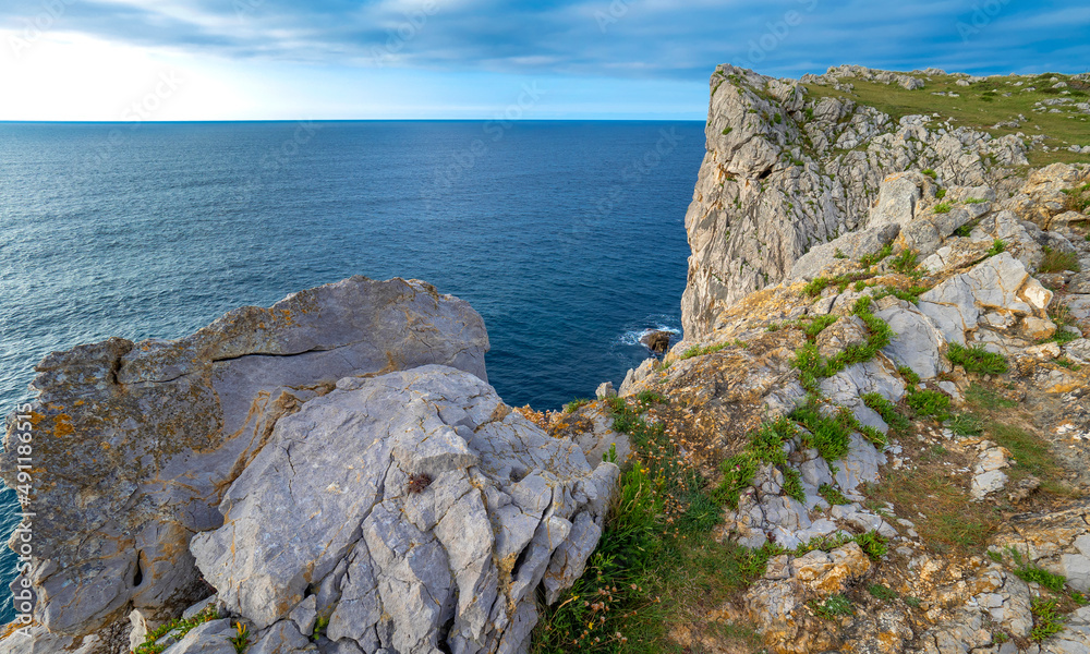 Rocky Coast, PrÃa Cliffs, Karst Formation, Bufones de PrÃa, Protrected Landscape of the Oriental Coast of Asturias, Llanes de PrÃa, Asturias, Spain, Europe Rocky Coast, PrÃa Cliffs, Karst Formation, Bufones de PrÃa, Protrected Landscape of the Oriental Coast of Asturias, Llanes de PrÃa, Asturias, Spain, Europe