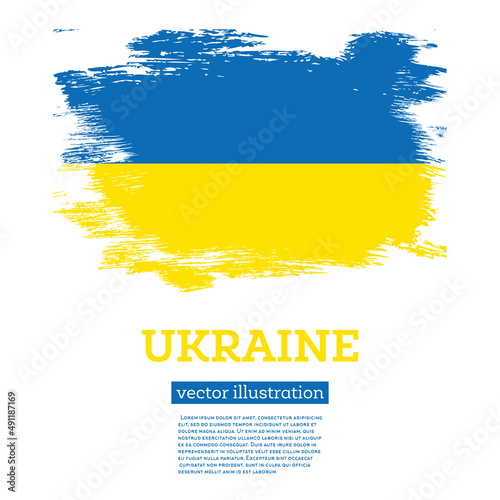 Ukraine Flag with Brush Strokes. Vector Illustration.