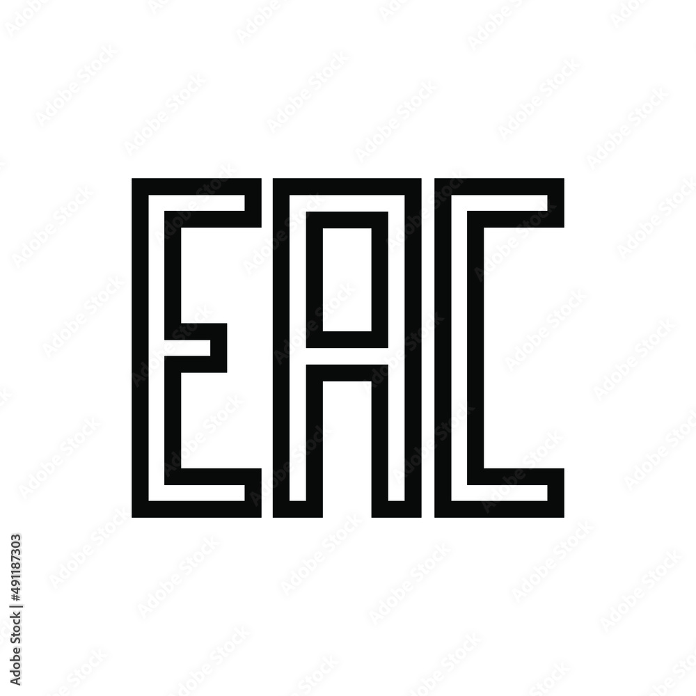 EAC sign vector illustration symbol. Eurasian conformity mark symbol, in black and white color. Simple and isolated style on a blank background.
