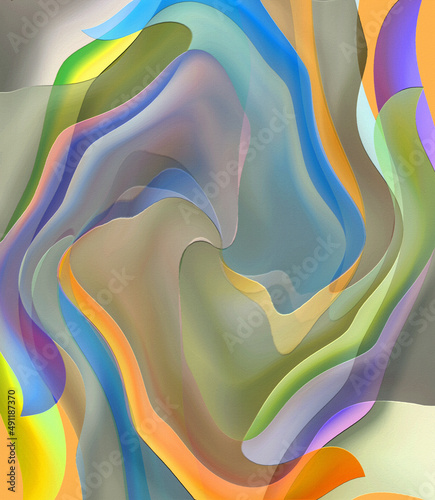 Abstract curves and waves in soft pastel colors