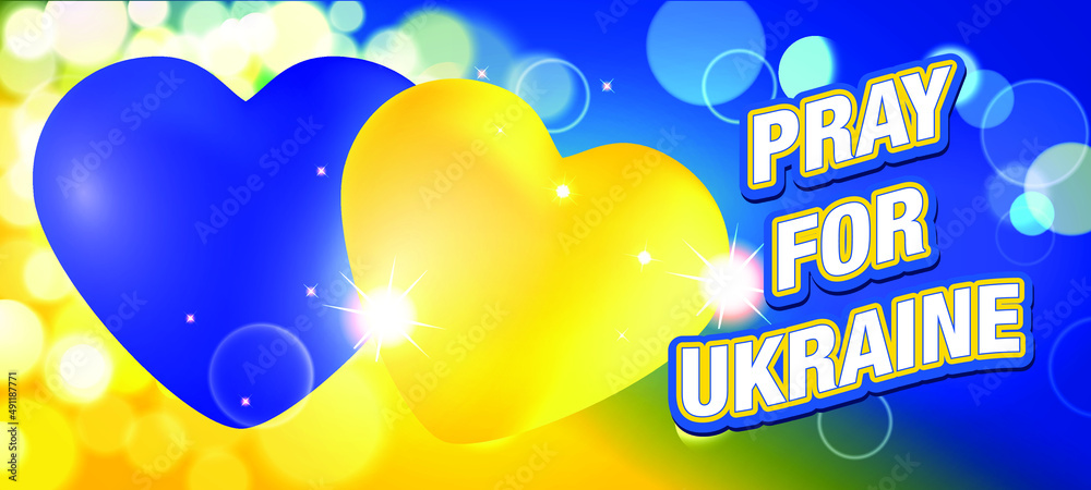 Ukraine Heart Background. Pray for Ukraine Vector.
