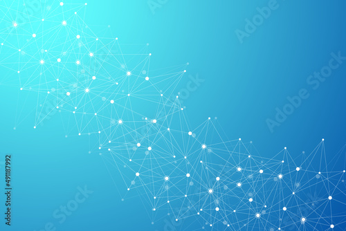 Geometric connected background lines and dots. Simple technology abstract graphic background design  illustration.