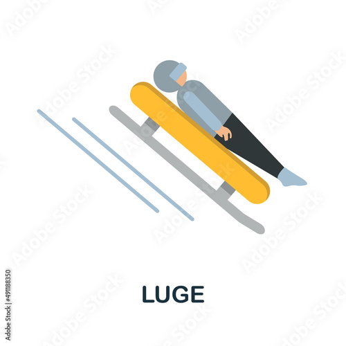 Luge flat icon. Colored element sign from winter sport collection. Flat Luge icon sign for web design, infographics and more.