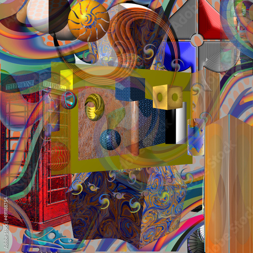 Mixed layered abstract in various shapes and colours
