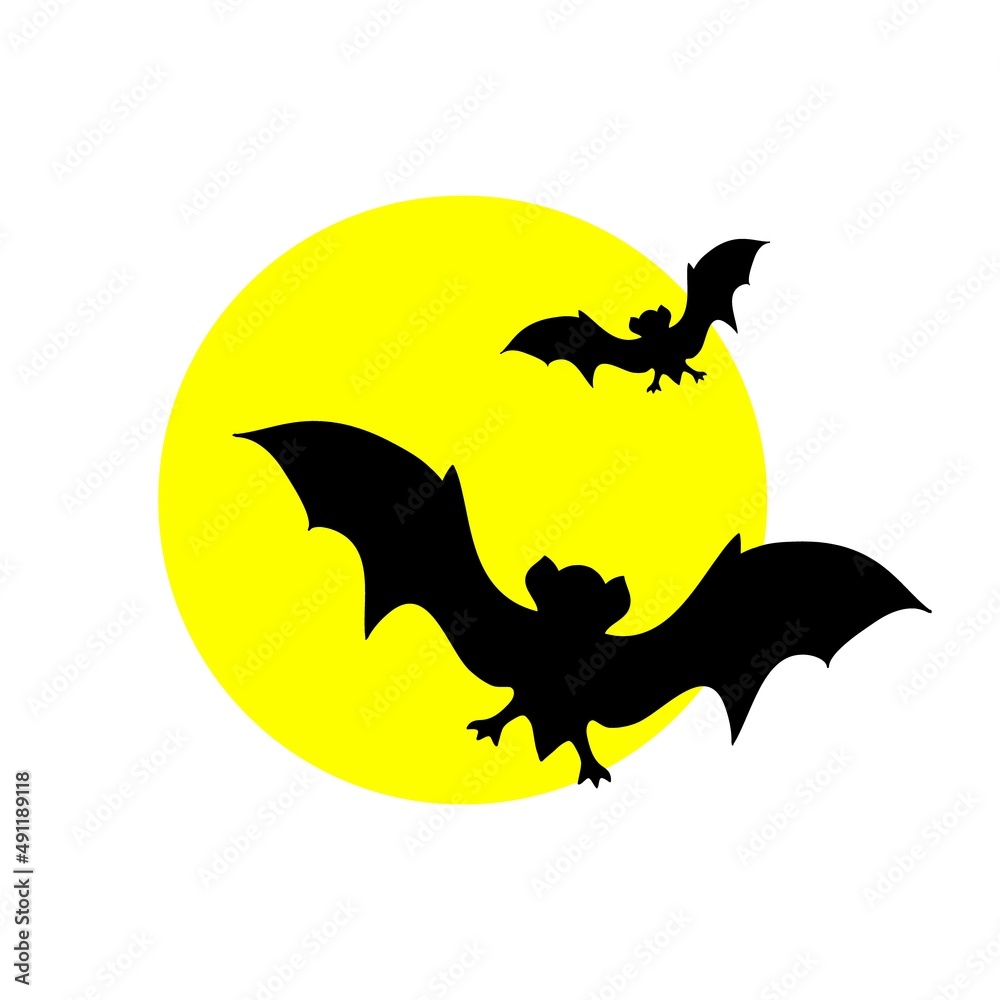 Fototapeta premium Black bat silhouette, hand drawn doodle gravure vintage style, sketch, vector illustration
