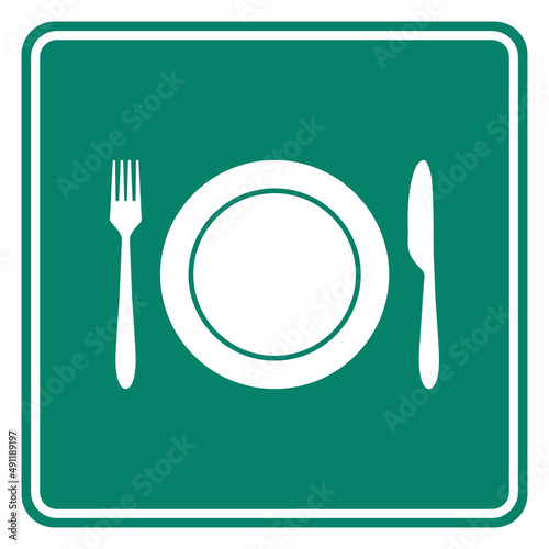 Besteck und Schild