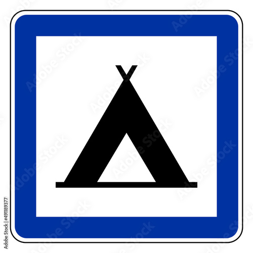 Zelt und Schild