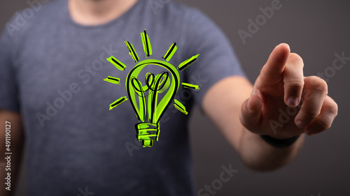 Green light bulb, eco-frien...