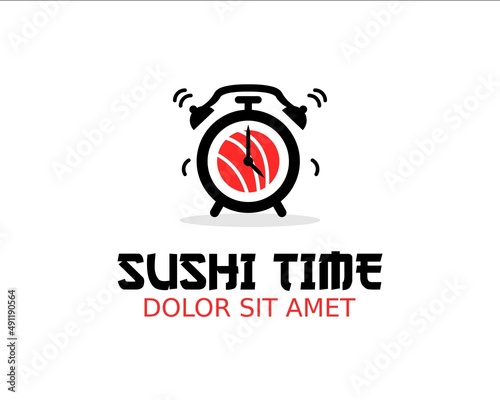 Sushi Time logo template design in Vector illustration