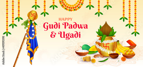 Traditional Gudhi for Indian New Year festival Gudi Padwa (Ugadi)
