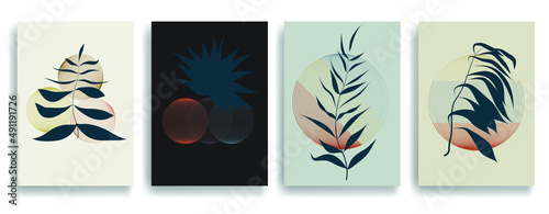 Modern poster with minimalist design elements in Boho style . Wall art , home deco . Vector abstract shape.