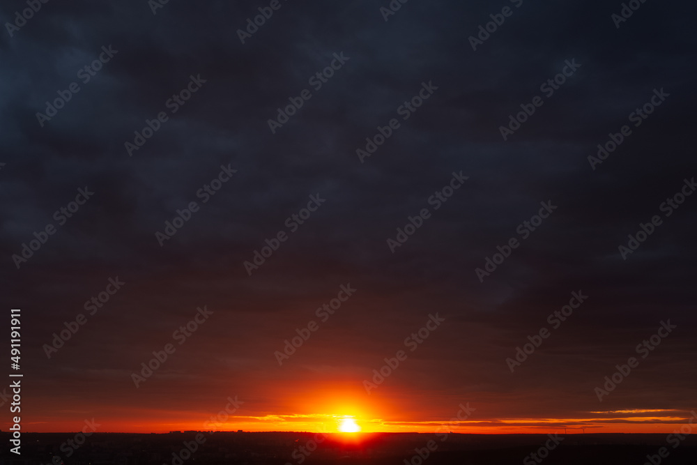 Photography of amazing landscape sunset view, from the window.