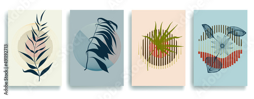 Modern poster with minimalist design elements in Boho style  . Wall art , home deco . Vector abstract shape. © miloje