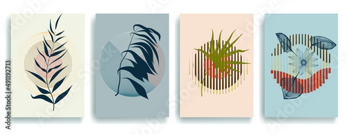 Modern poster with minimalist design elements in Boho style . Wall art , home deco . Vector abstract shape.