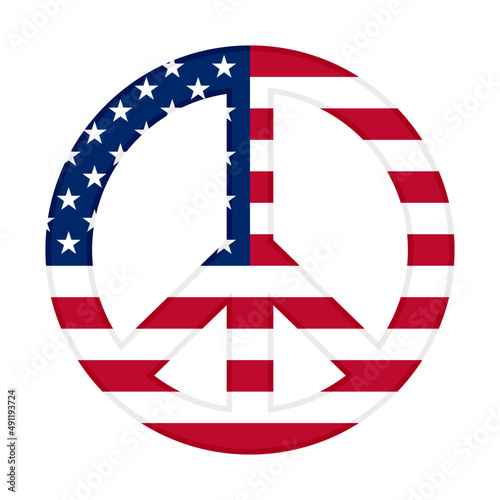 peace icon with usa flag