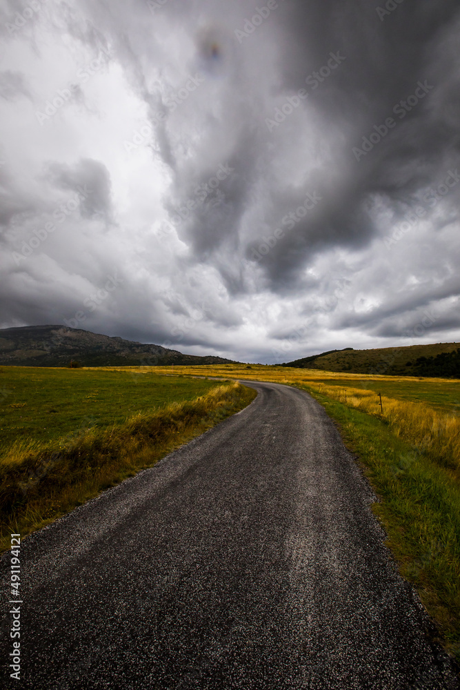 Sunset and dramatic clouds in Cerdanya, Pyrenees, Spain Sunset and dramatic clouds in Cerdanya, Pyrenees, Spain