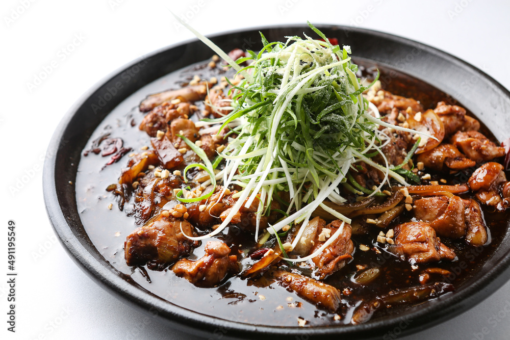 Fototapeta premium Braised Spicy Chicken with Vegetables
