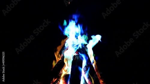 bonfire burning in the darkness