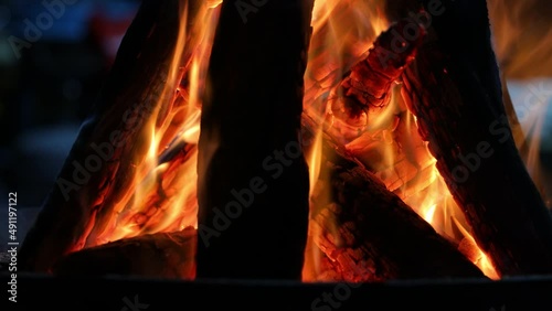 bonfire burning in the darkness