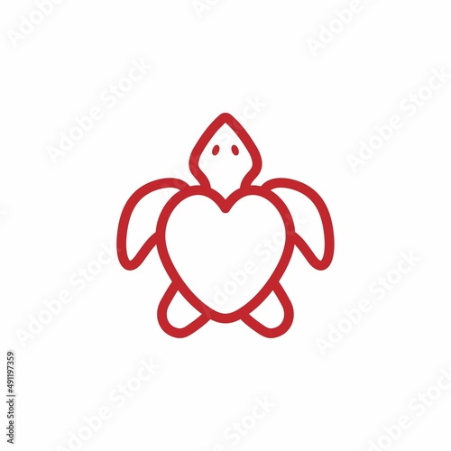 sea turtle love logo icon vector design illustration monoline style photo