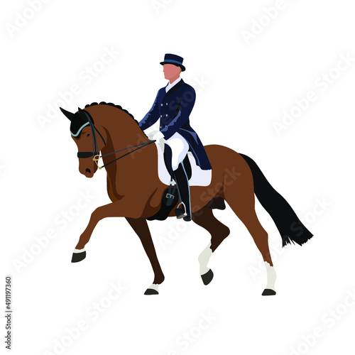 Dressurreiten, Reiter auf Pferd bei Dressur