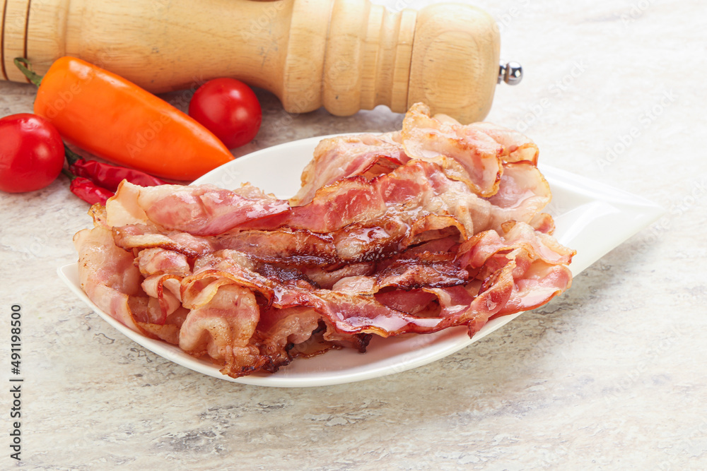 Fried bacon snack for breakfast Fried bacon snack for breakfast