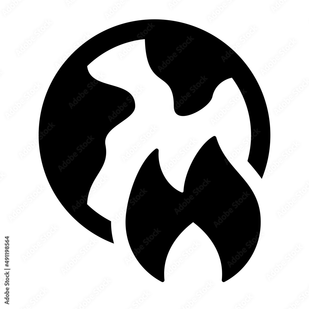 planet earth on fire glyph icon vector planet earth on fire glyph icon vector