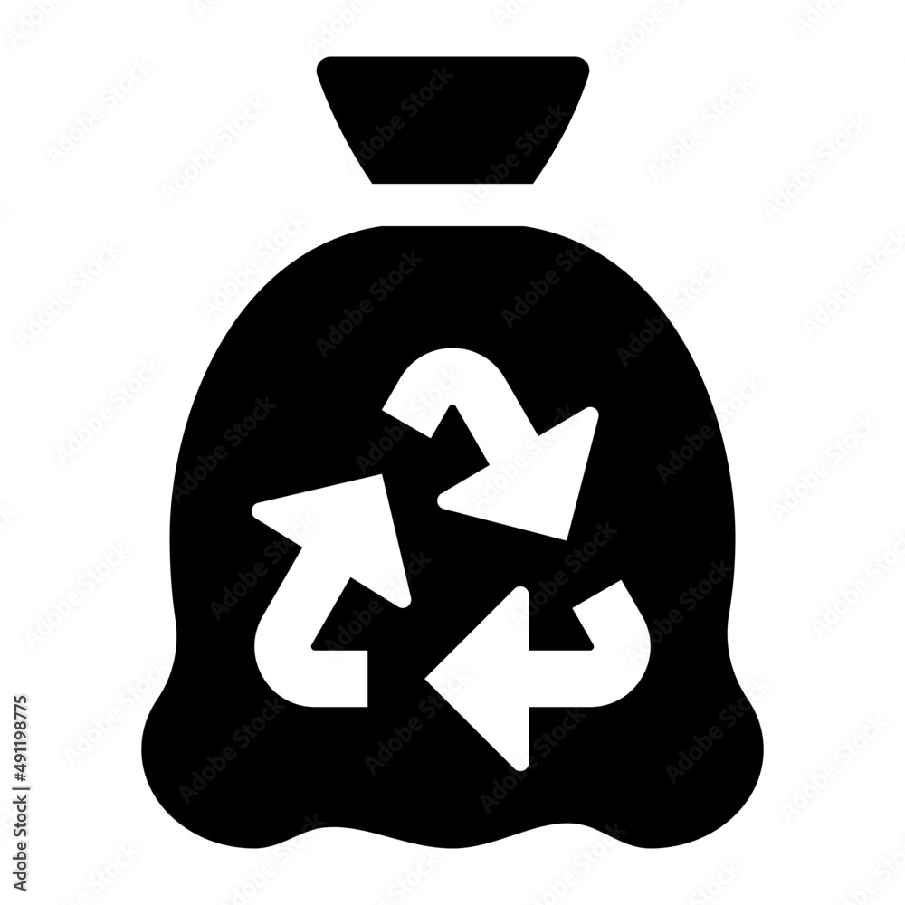 Garbage Bag Recycle Glyph Icon Vector Garbage Bag Recycle Glyph Icon Vector