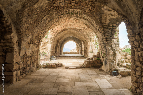 Main hall in Smar Jbeil crusader castle  a citadel from medieval times near Batroun  Lebanon  Middle East