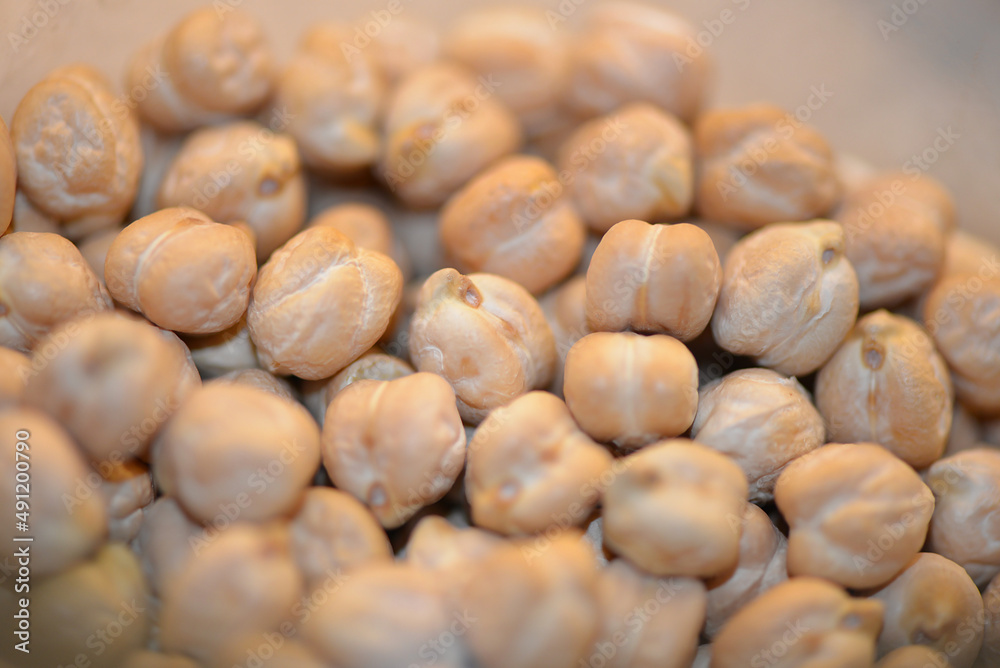 Macro shot of a pile of chickpeas Macro shot of a pile of chickpeas