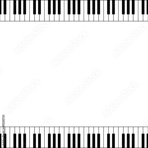 Piano keyboard pattern. Vector background with black and white keys and white empty space for design. Editable template.