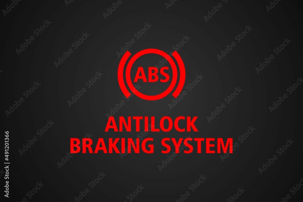 Red ABS warning message on a black background Red ABS warning message on a black background