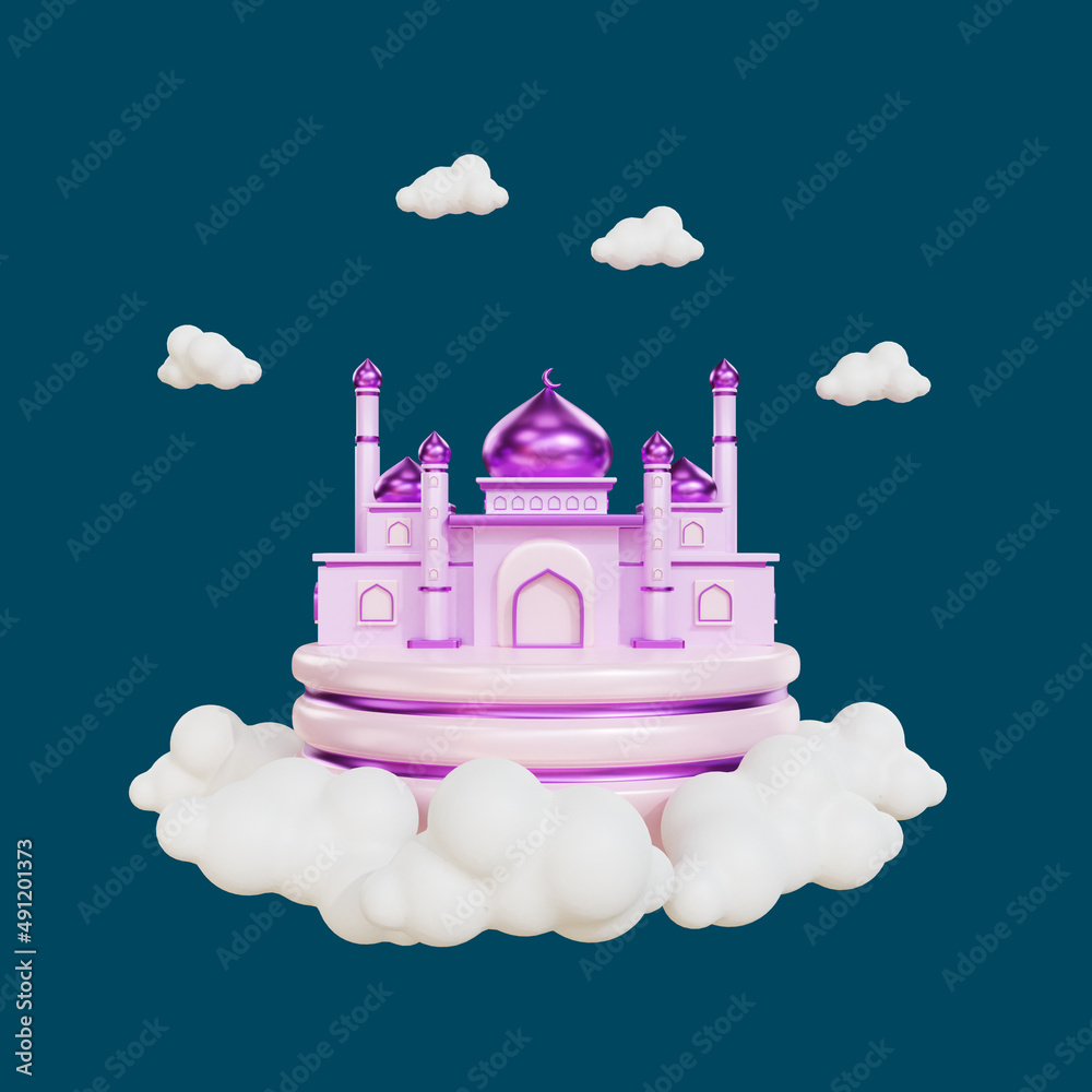 Naklejka premium 3d rendering islamic ramadan mosque illustration