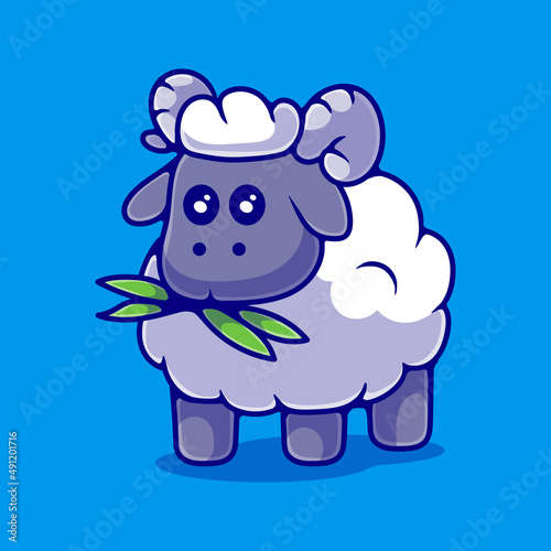 cute sheep illustration suitable for mascot sticker and t-shirt design