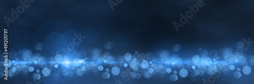 Breiter Hintergrund mit funkelnden Lichtreflexen in dunkelblau