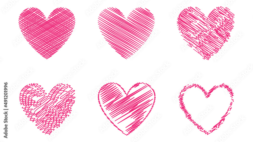 Heart contour vector. Pink hand drawn love icon isolated. Paint brush stroke heart icon. Hand drawn vector for love logo, heart symbol, doodle icon and Valentine's day. Painted grunge vector pink