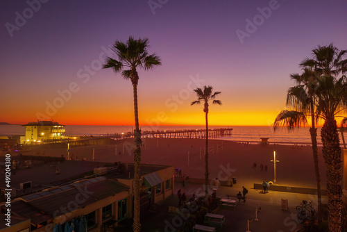 Amazing sunset scene of Hermosa Beach California.