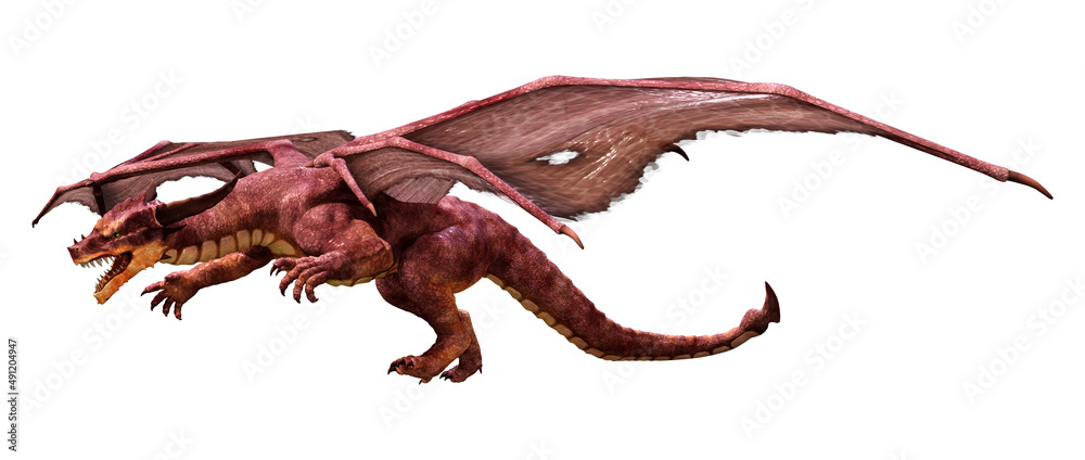 3D Rendering Fairy Tale Dragon on White