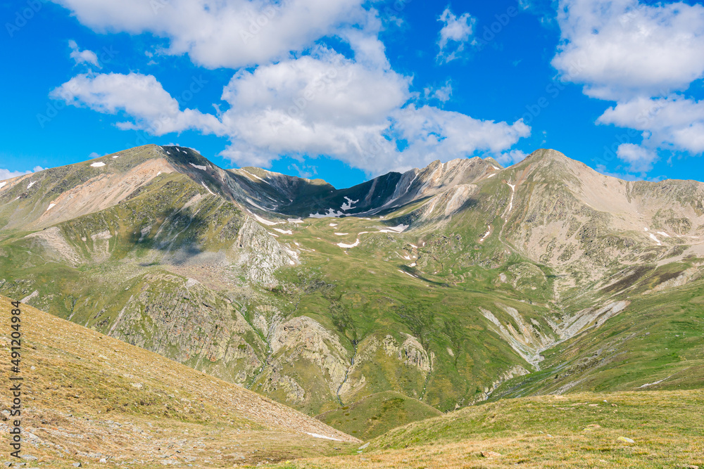Amazing high mountain landscape in the Pyrenees Mountains (Ulldeter, Catalonia, Spain)