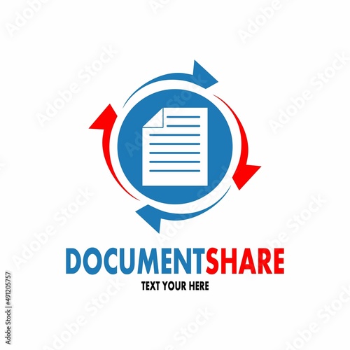 Document share vector logo template. This design use arrow symbol. Suitable for transfer file or recovery data.