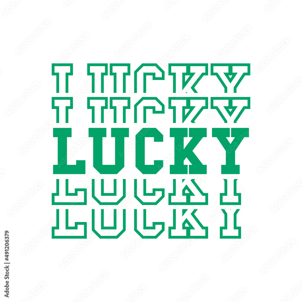 Lucky St. Patrick day green mirrored text design for t-shirt print Lucky St. Patrick day green mirrored text design for t-shirt print