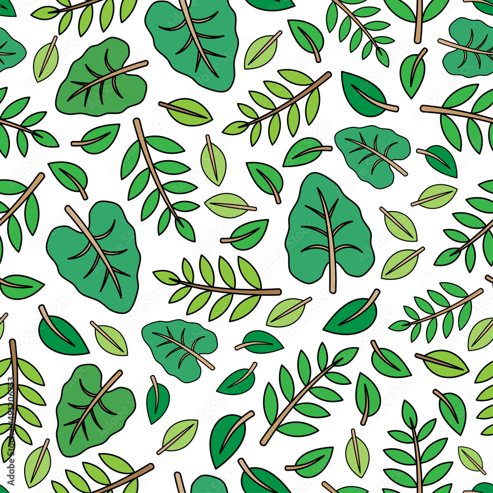 Seamless pattern with leaves on white background. Seamless pattern with leaves on white background.