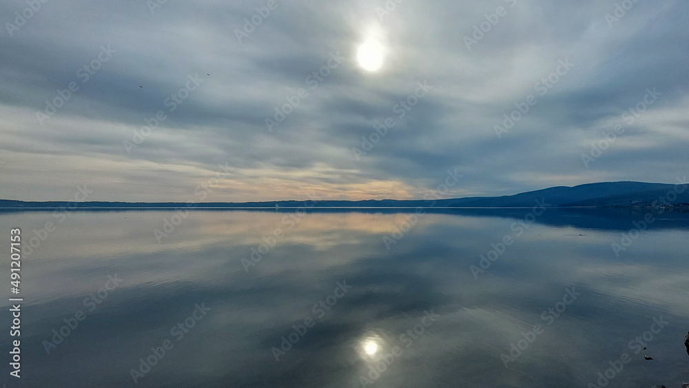 sunset over the lake