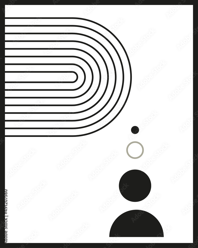 black and white mid century modern art